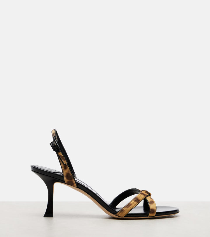 Elsy Calf Hair Sandal - Brown Print