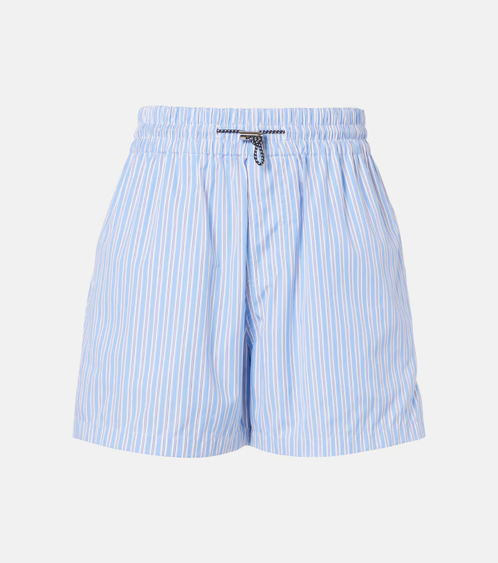 Striped Cotton Shorts - Light Blue