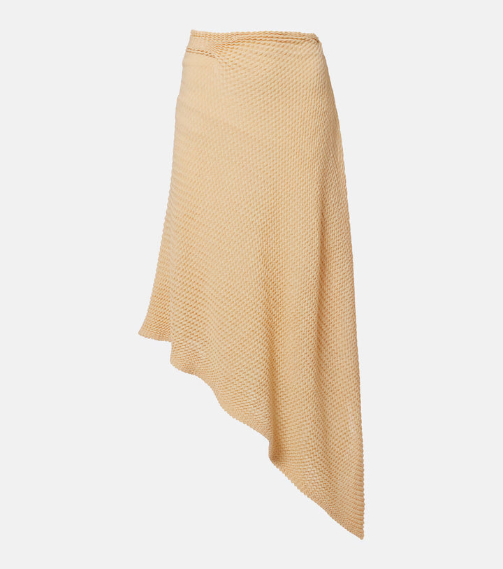 Knitted asymmetric cotton-blend midi skirt - Tan