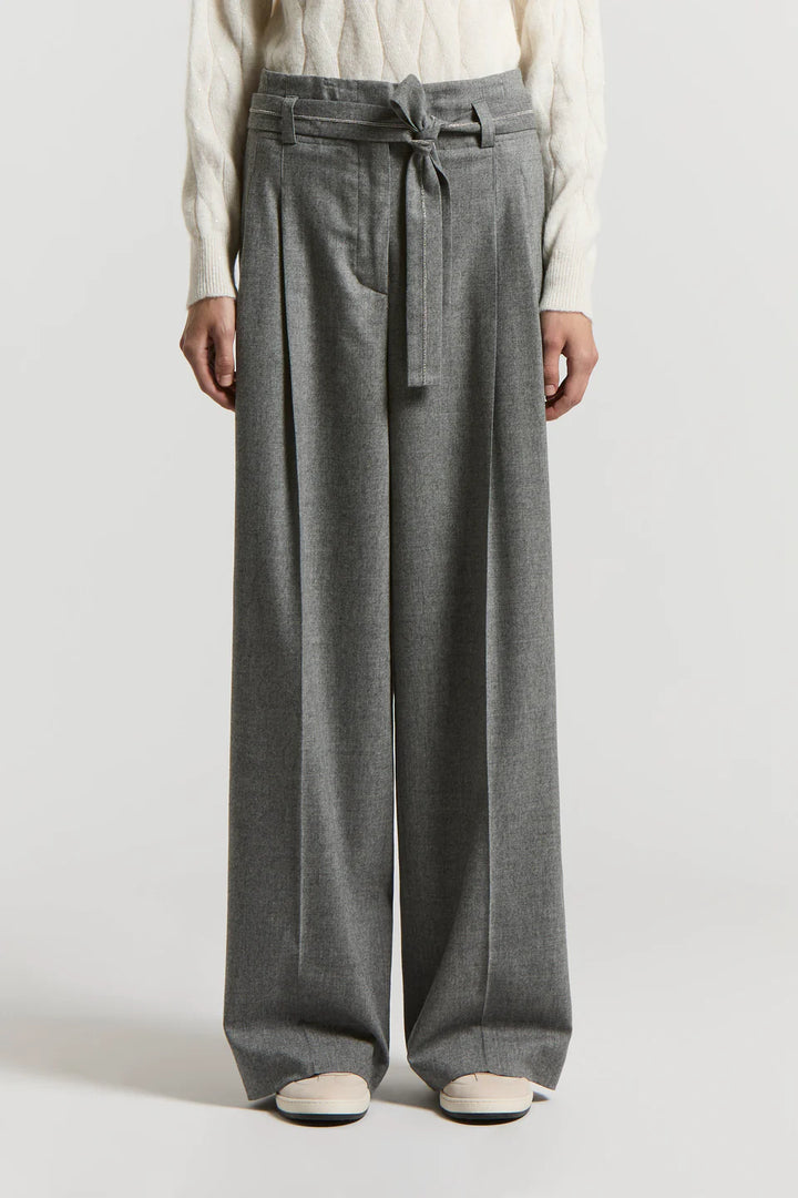 Wool and cashmere flannel trousers - Stone Grey