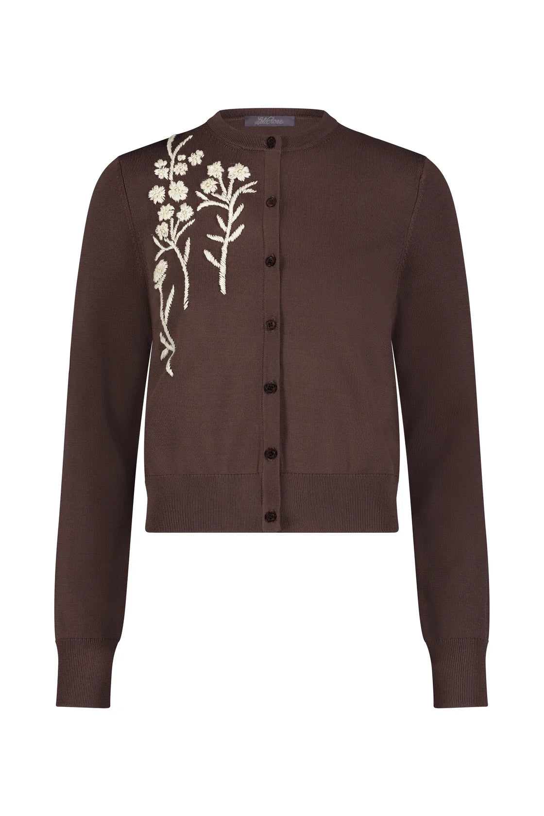 Raffia Embroidered Knit Long Sleeve Cardigan - More Colors Available