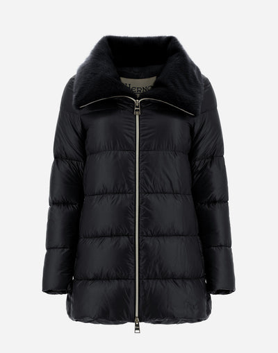 OVERSIZED ULTRALIGHT NYLON AND LADY JACKET - BLACK
