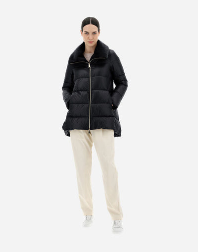 OVERSIZED ULTRALIGHT NYLON AND LADY JACKET - BLACK