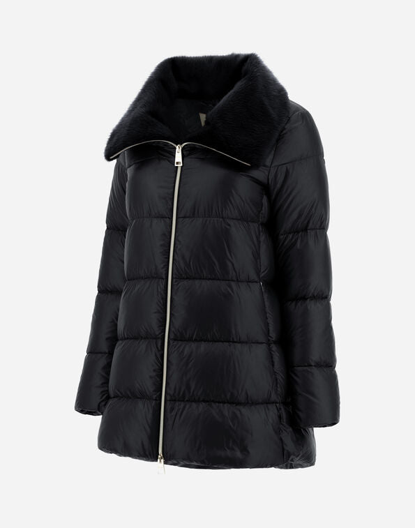 OVERSIZED ULTRALIGHT NYLON AND LADY JACKET - BLACK
