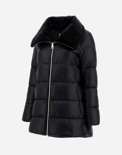 OVERSIZED ULTRALIGHT NYLON AND LADY JACKET - BLACK