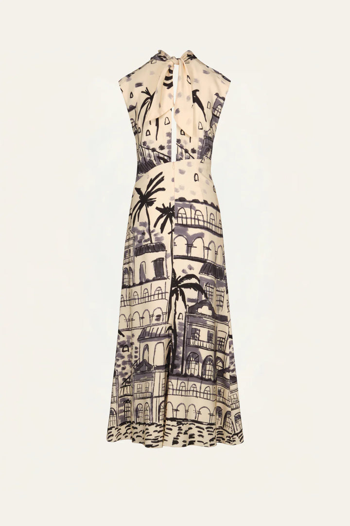 Interdimensional Midi Dress- Cream/Black