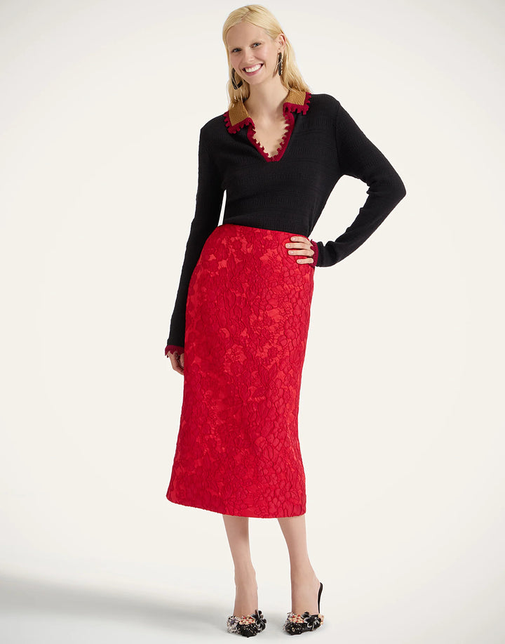 Picket Polo Jumper - Solid Black in Cotton Cashmere