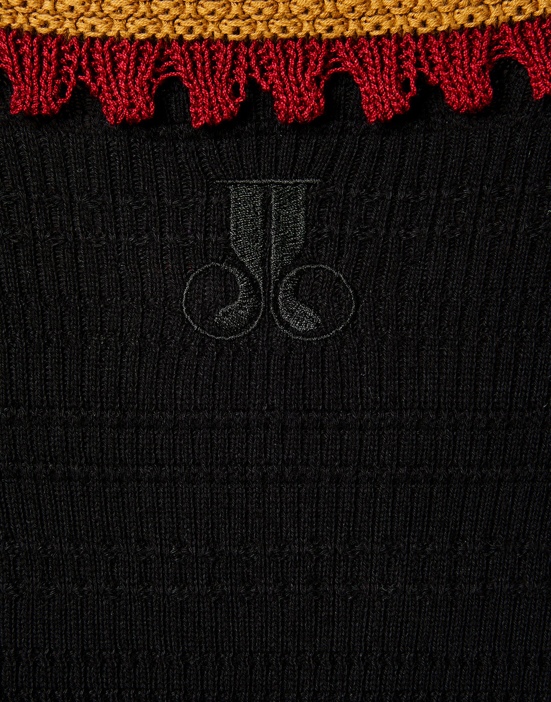 Picket Polo Jumper - Solid Black in Cotton Cashmere