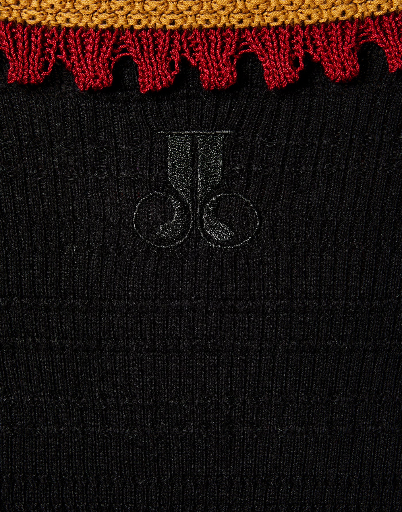 Picket Polo Jumper - Solid Black in Cotton Cashmere