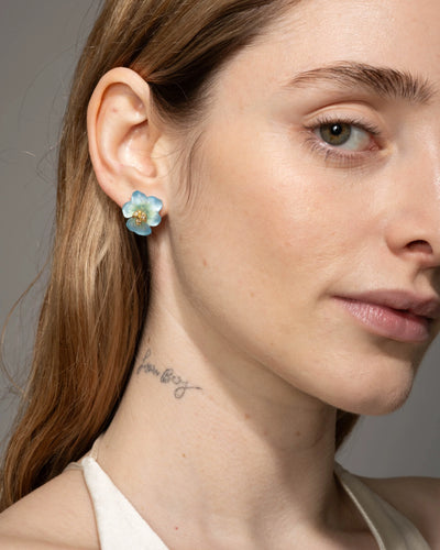 Pansy Lucite Petite Post Earring - Lake Pansy