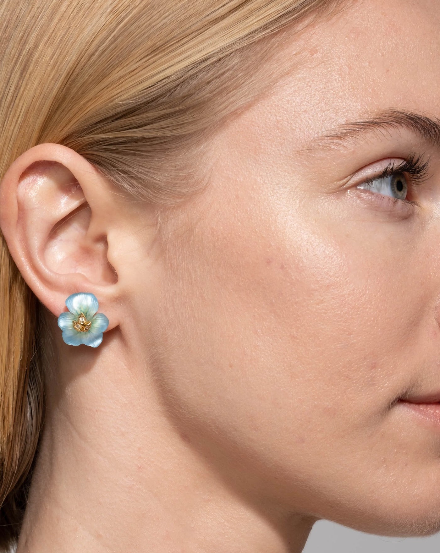 Pansy Lucite Petite Post Earring - Lake Pansy