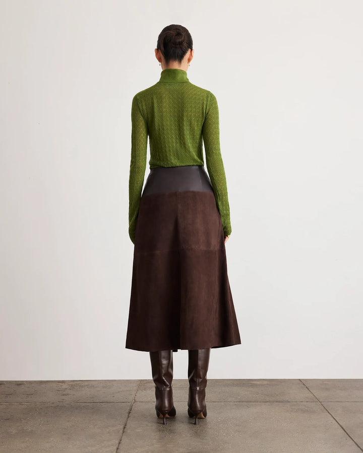 Suede/Leather Hudson Skirt - Dark Brown