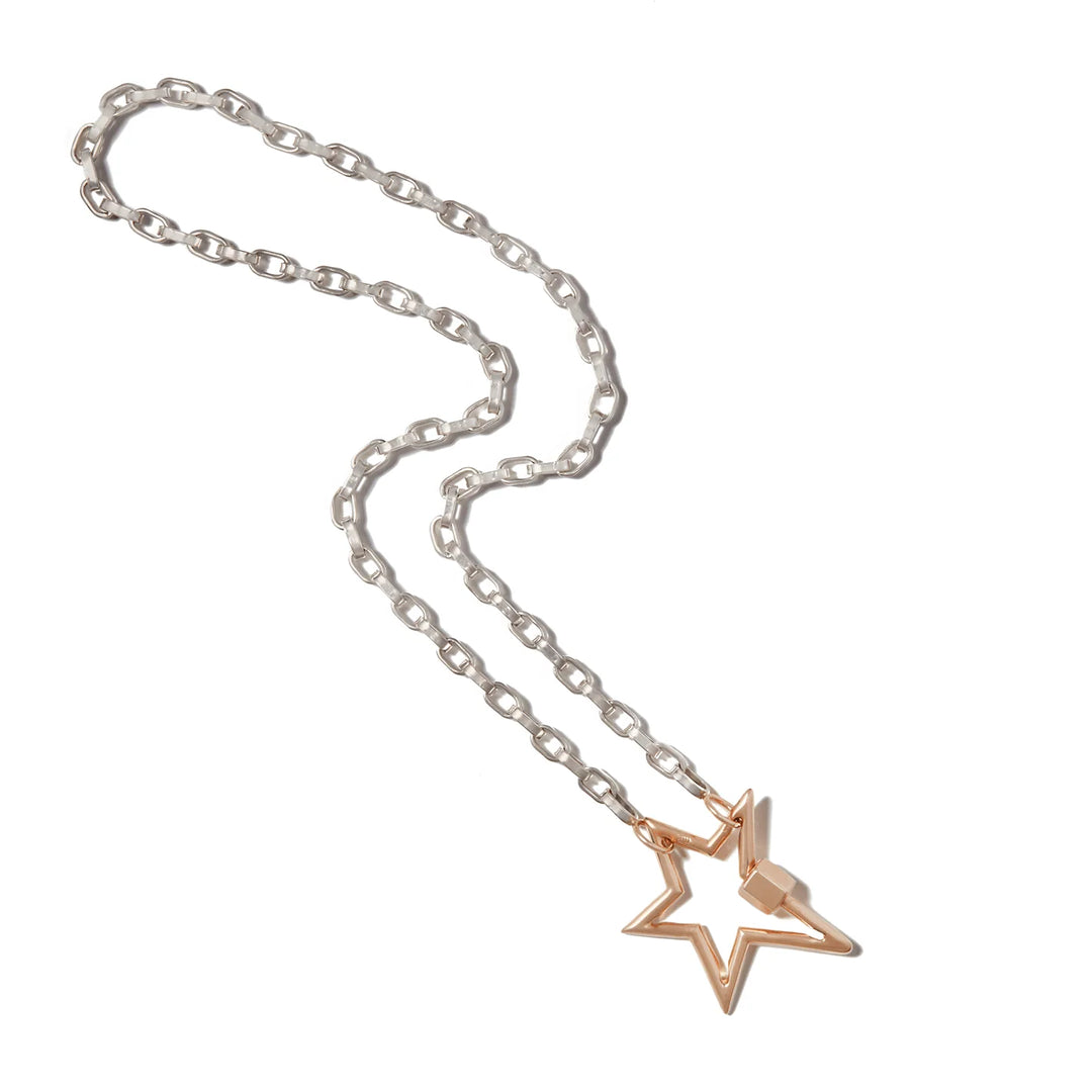Biker Chain Necklace in Polished Silver