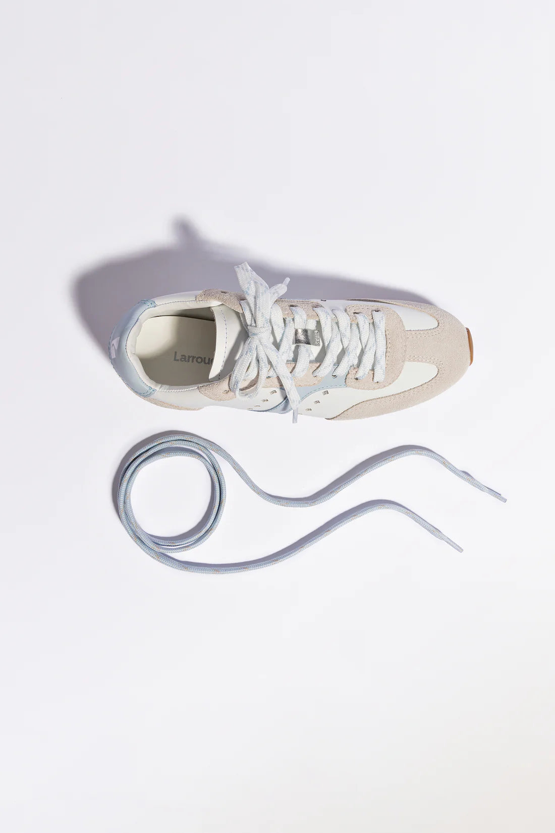 STELLA SNEAKER - Grey Suede, White Leather and Silver Metallic Leather
