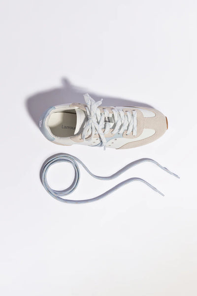 STELLA SNEAKER - Grey Suede, White Leather and Silver Metallic Leather