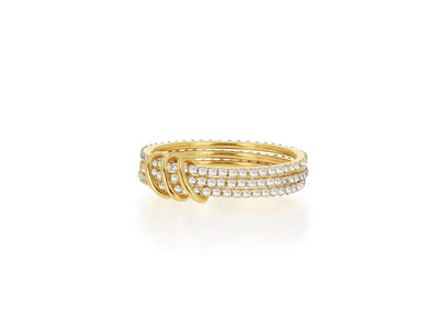 14K Diamond Band Rings with Gold Connectors - Yellow Gold