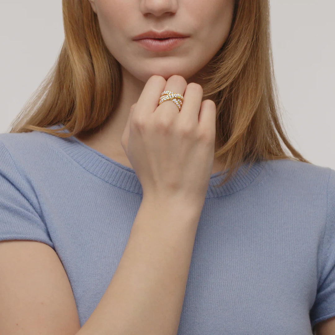 Moonlight Ring with Diamonds - Gold