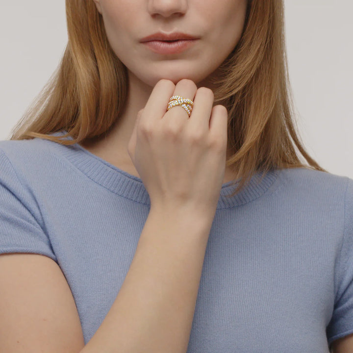 Moonlight Ring with Diamonds - Gold