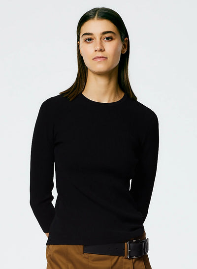 Giselle Stretch Sweater Circle Openback Pullover - Black