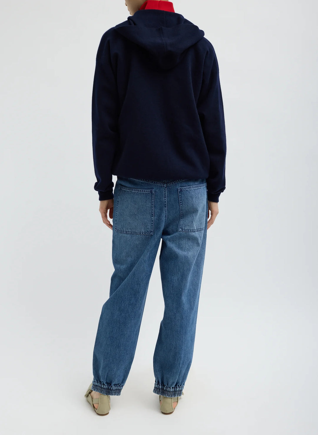 Zippered Denim Jogger - Classic Blue