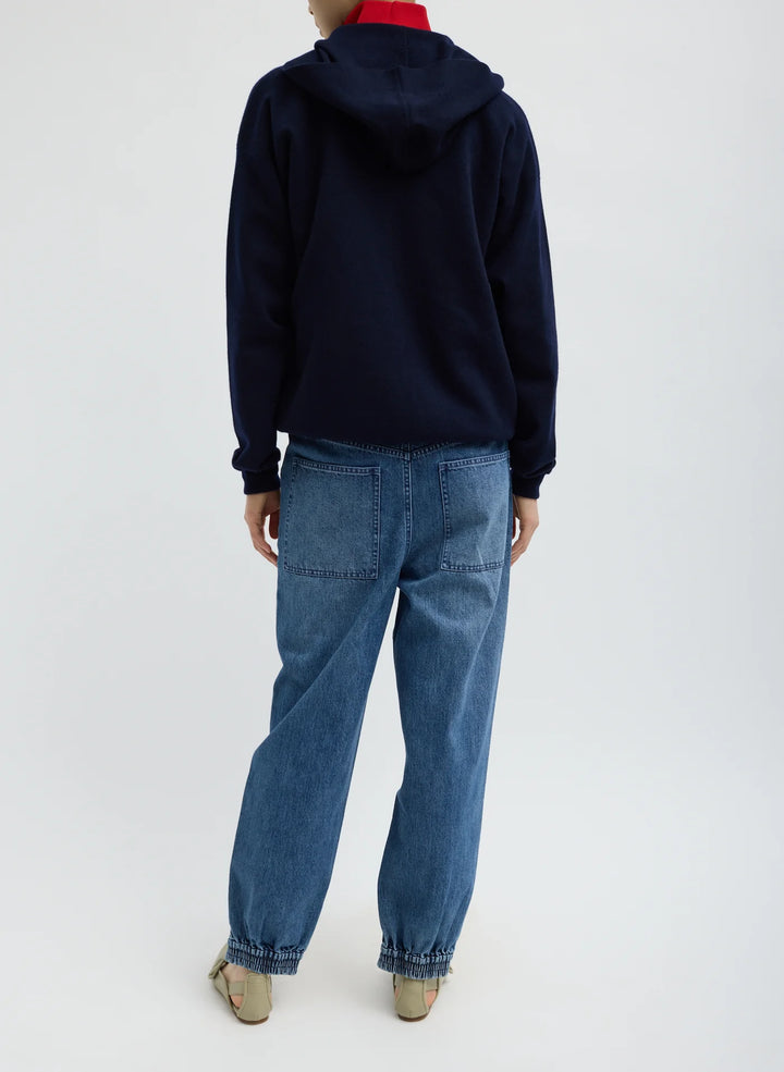 Zippered Denim Jogger - Classic Blue