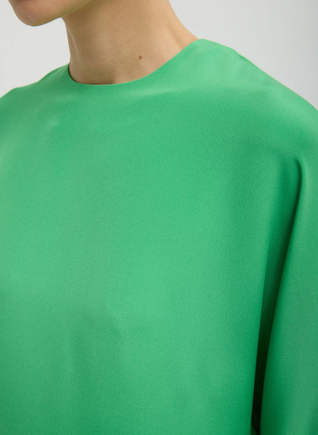 4-Ply Silk Long Sleeve Cocoon Dress - Green
