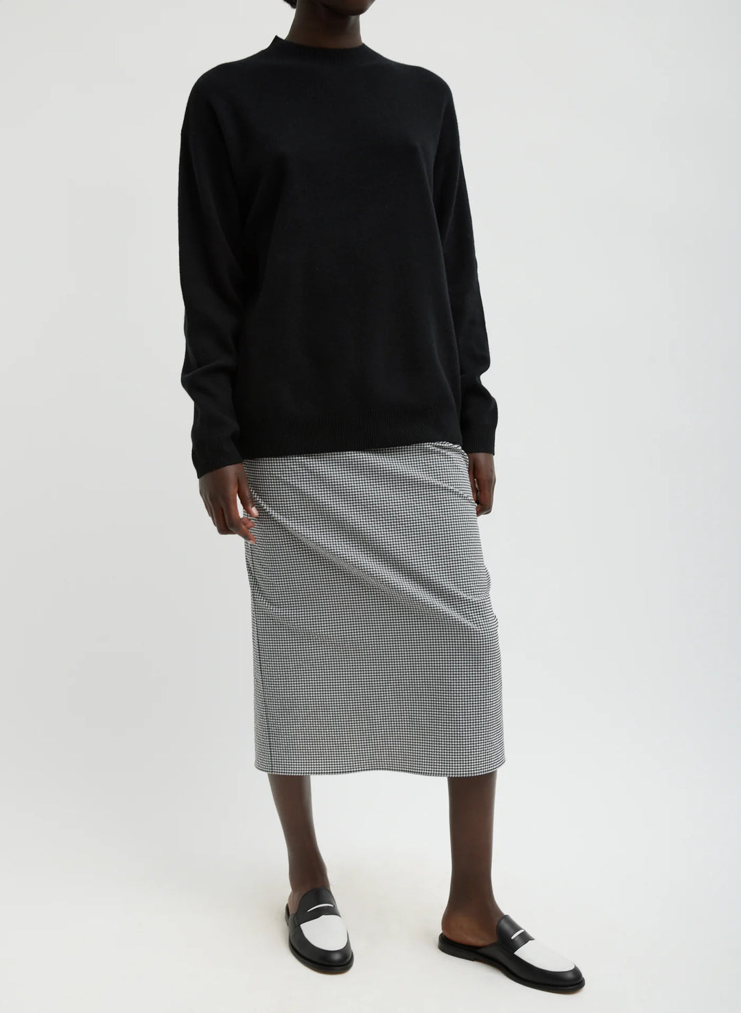 Tech Gingham Slip Skirt - Black/White