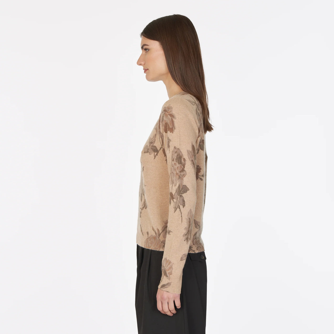 Tonal Floral Print Crew - Cork