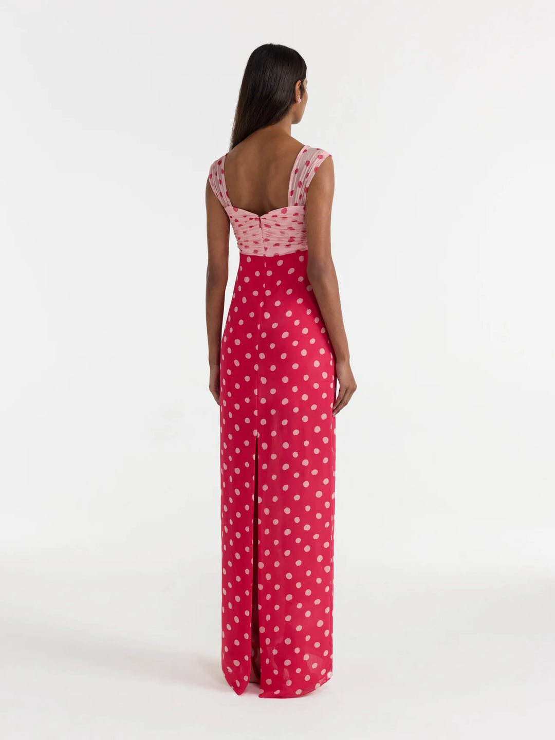 Chani Long Dress in Polka - Pink Multi