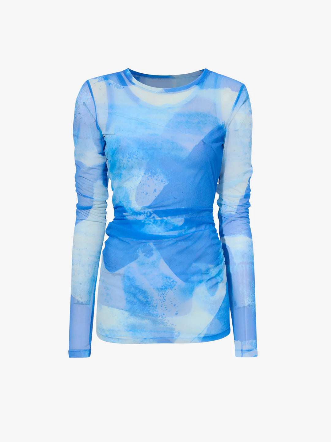 Amber Top in Printed Nylon Jersey - Cerulean