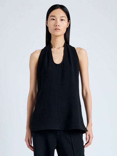 Miller Top in Light Matte Viscose Crepe - Black