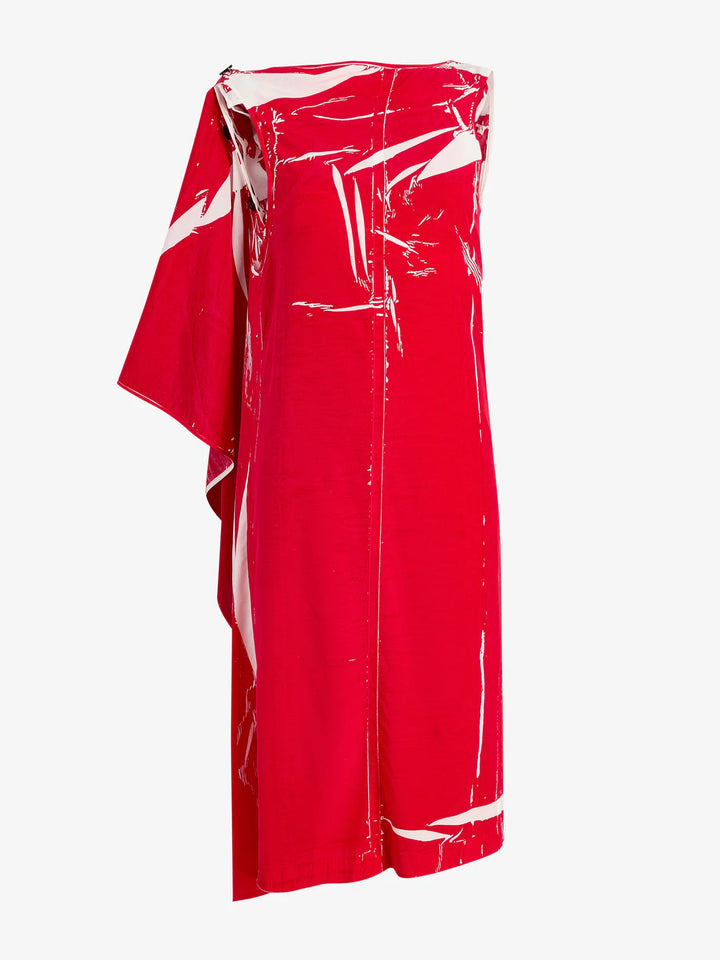 Ondine Dress in Garment Printed Silk Viscose - Crimson
