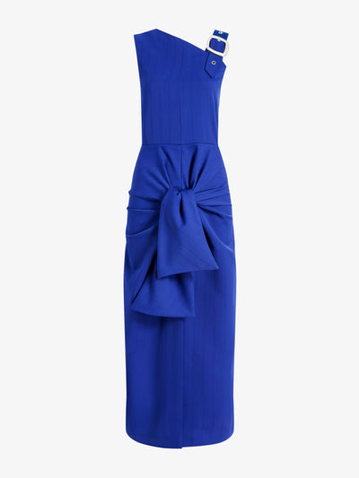 Jackie Dress in Technical Nylon Jacquard - Cobalt