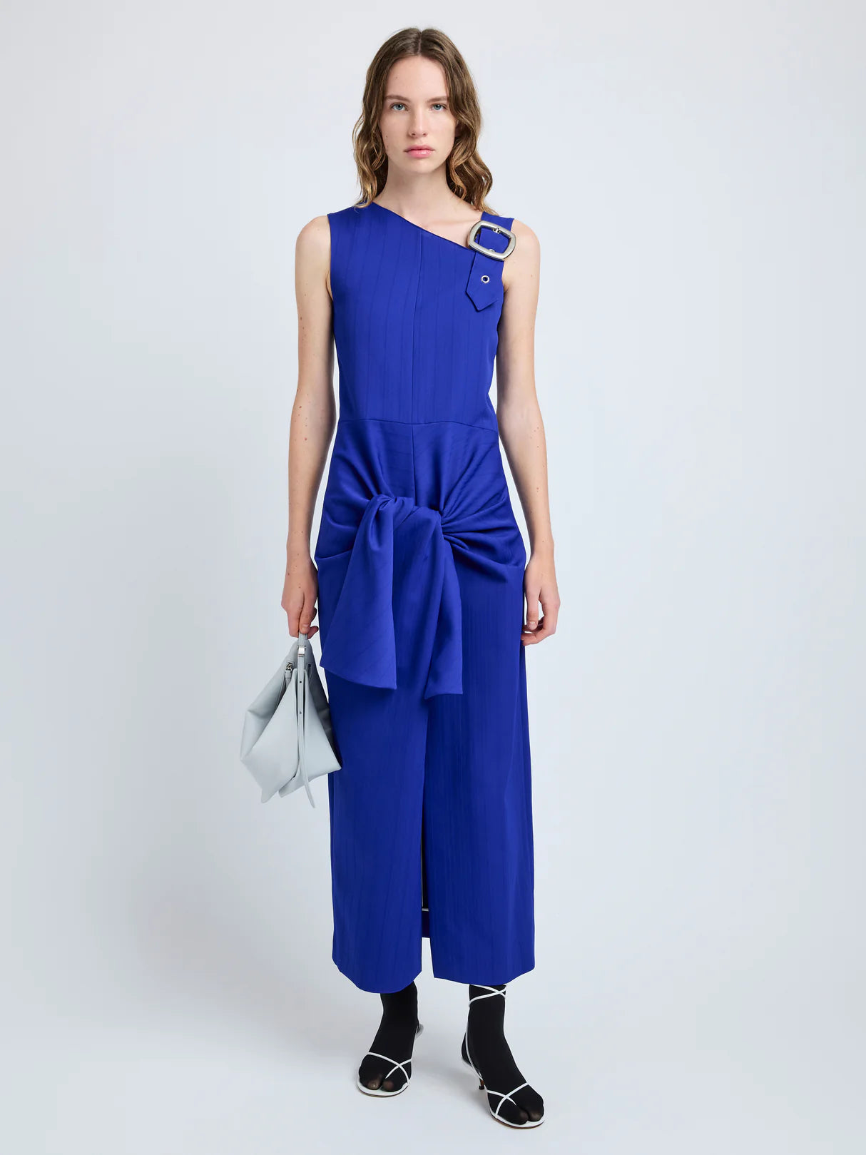 Jackie Dress in Technical Nylon Jacquard - Cobalt