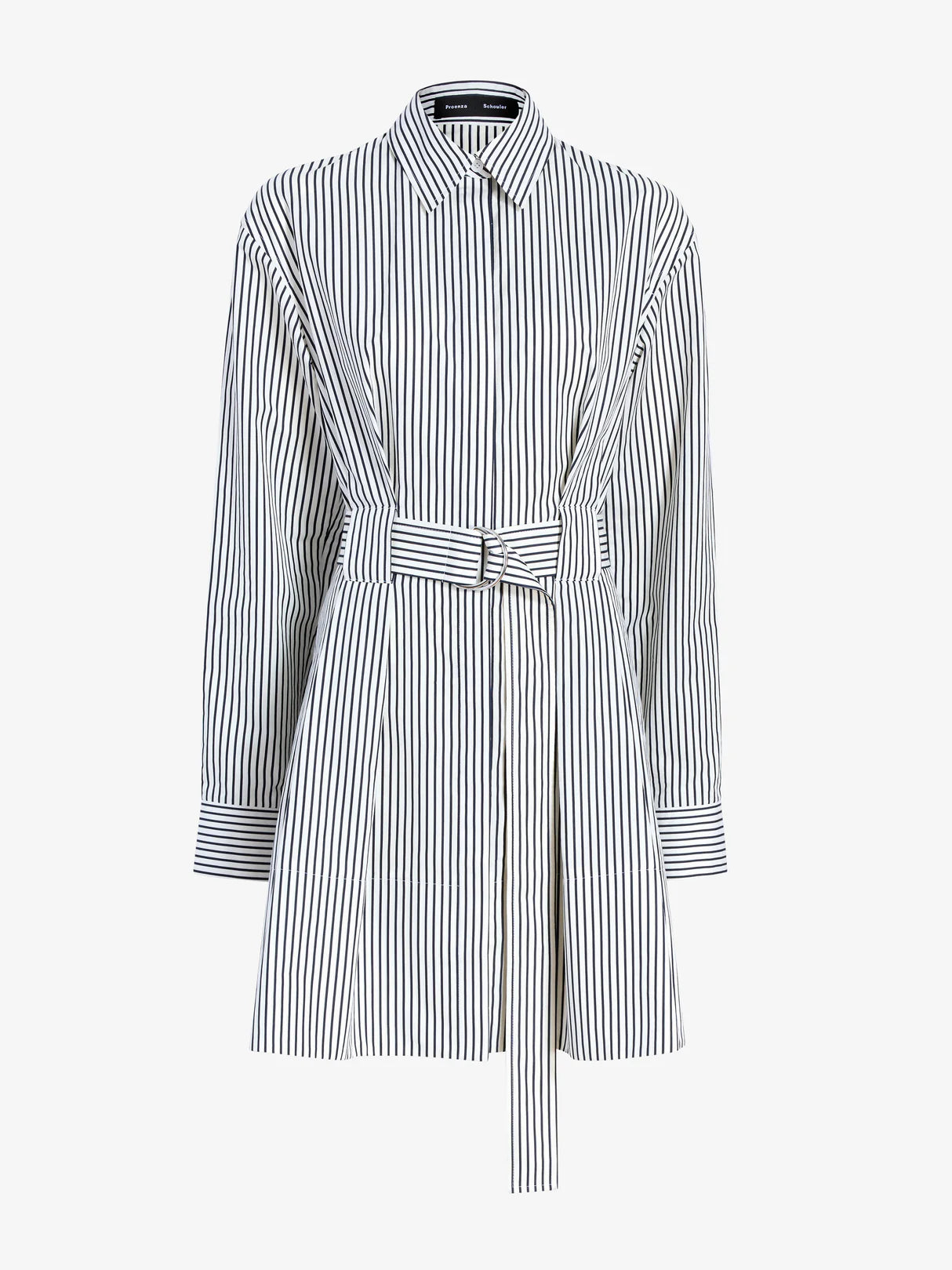 Viola Dress in Stripe Cotton Silk Poplin - Navy Multi