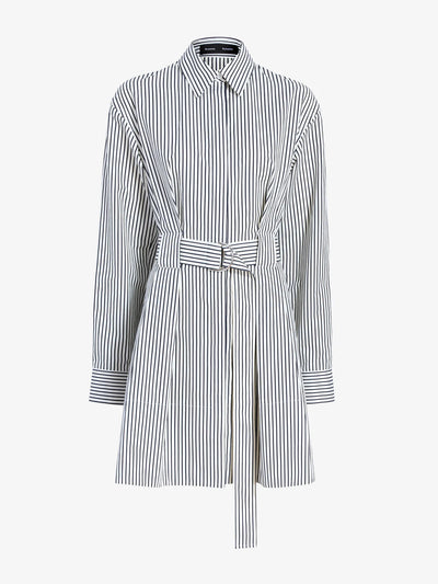Viola Dress in Stripe Cotton Silk Poplin - Navy Multi