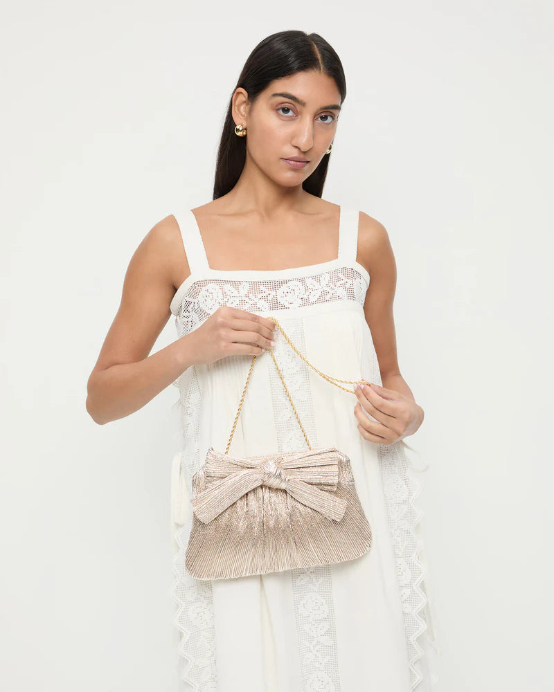 RAYNE PLEATED BOW CLUTCH - More Colors Available
