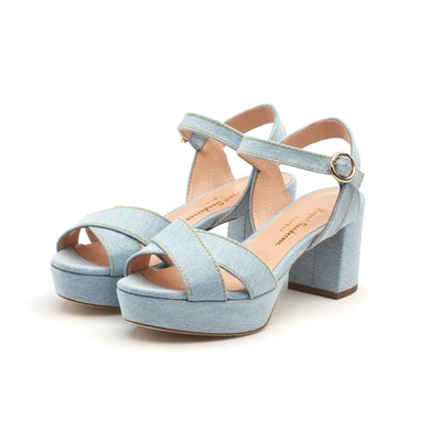 Deidre Platform Sandal - Washed Denim