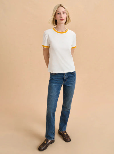 Ringer Tee - Ivory/Goldenrod