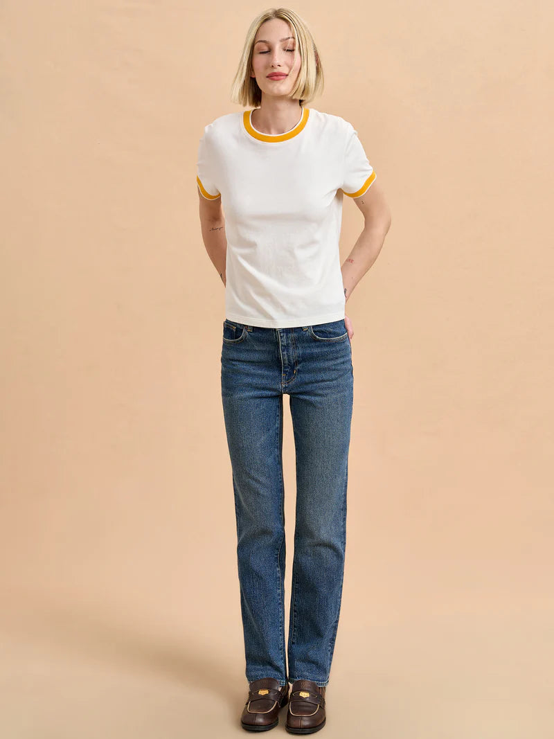 Ringer Tee - Ivory/Goldenrod