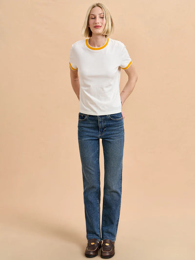Ringer Tee - Ivory/Goldenrod