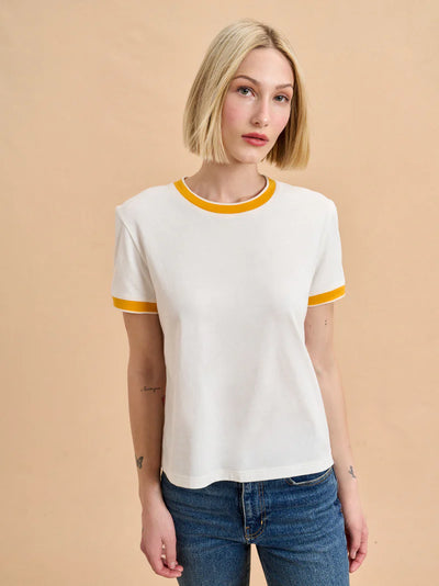 Ringer Tee - Ivory/Goldenrod