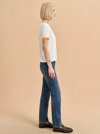Ringer Tee - Ivory/Goldenrod