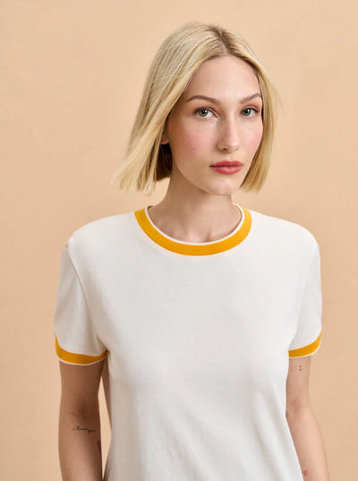Ringer Tee - Ivory/Goldenrod