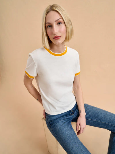 Ringer Tee - Ivory/Goldenrod