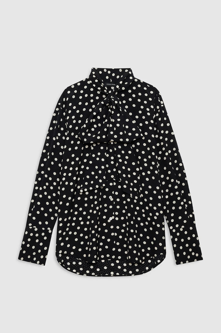 Ruby Shirt - Black and White Double Dot Jacquard