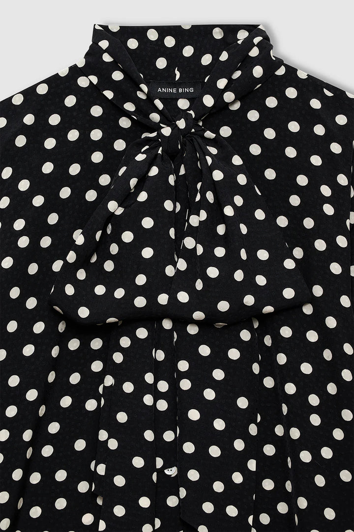 Ruby Shirt - Black and White Double Dot Jacquard