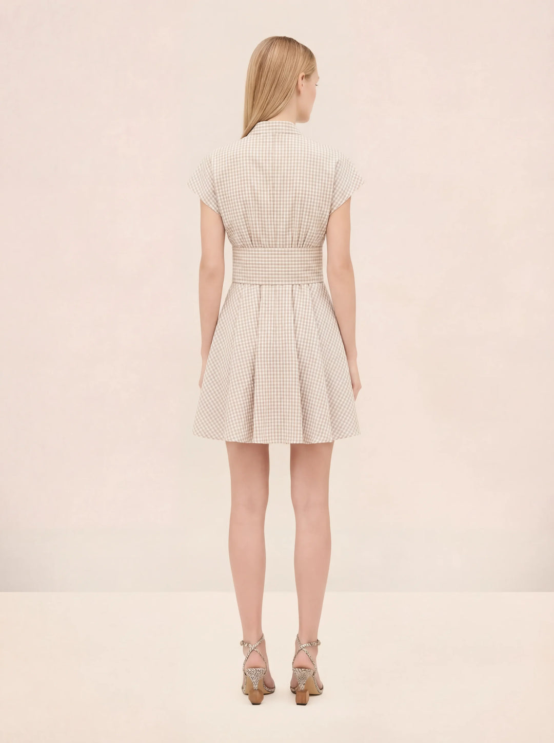 Alizee gingham mini dress - Tan