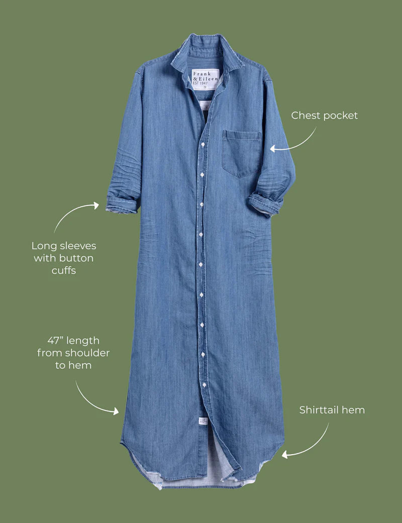 Rory Maxi Shirtdress - Medium Blue