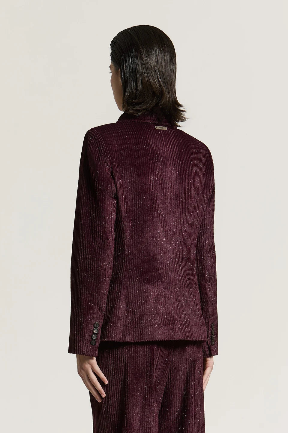 Double-Breasted Corduroy Blazer- Garnet